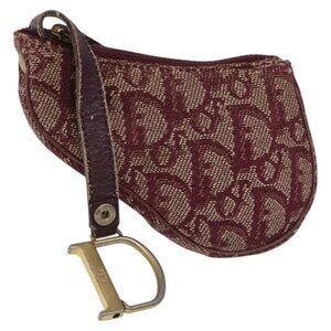 Christian Dior Trotter Canvas Saddle Coin Purse Red Auth yk18447